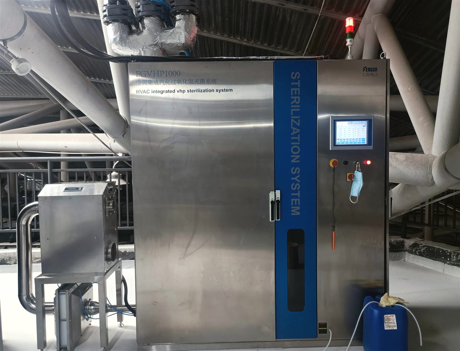 HVAC-integrated VHP unit with H2O2 supply cylinder