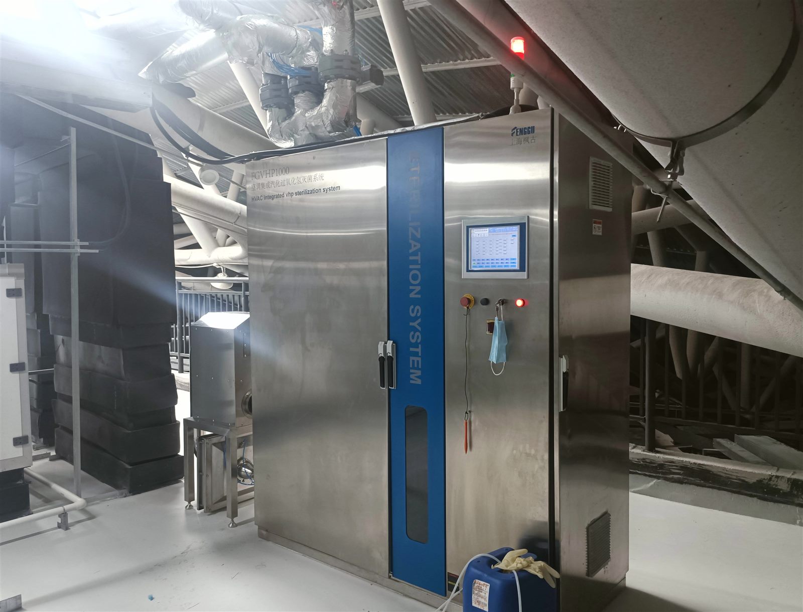 VHP system connected to cleanroom HVAC ductwork